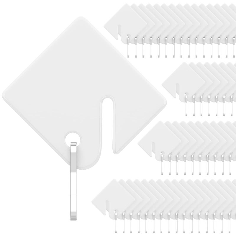 Uniclife 50 Pcs Rack Key Tags 1.5 Inch Slotted Plastic Tags with Metal Snap Hooks White Square Hanging Tags for Key Cabinets Boxes Lockers Sturdy Frosted Item Identifiers for Home Offices and Garages - Image 1